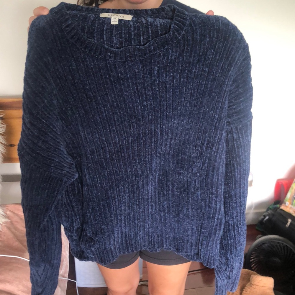 navy blue chenille sweater